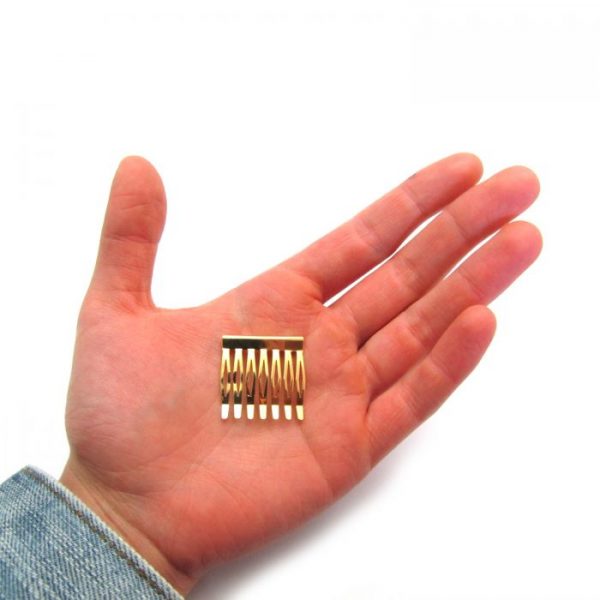metal hair comb - 7 tooth - gold to scale