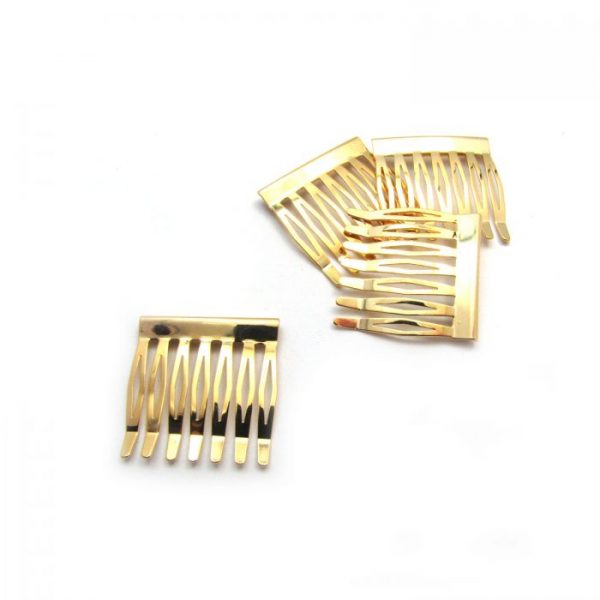 metal hair comb - 7 tooth - gold