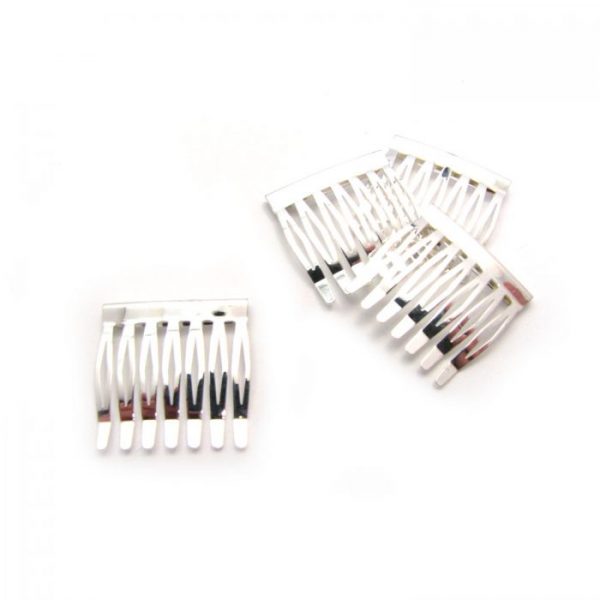 metal hair comb - 7 tooth - silver
