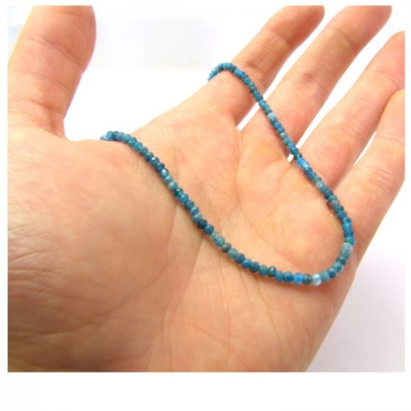 african blue apatite 3mm rondelle faceted strand