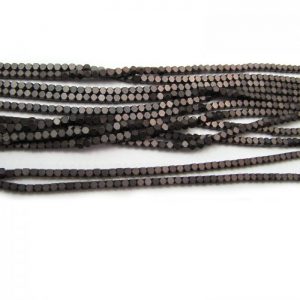 2mm coated hematite faceted nuggets - matte warm grey