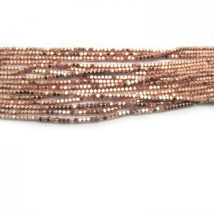2mm coated hematite faceted nuggets - rose gold