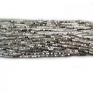 2mm coated hematite faceted nuggets - silver