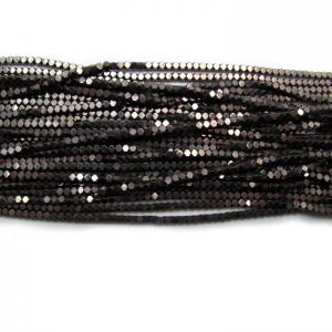 2mm coated hematite faceted nuggets - warm grey