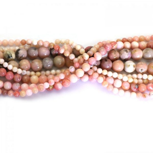 Pink puruvian opal strand smooth round stones group image