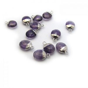 amethyst sweet pea stone charm sterling silver