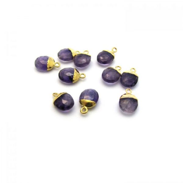 amethyst sweet pea stone charm vermeil