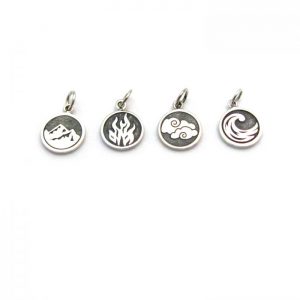 earth fire air water element tag charms sterling silver