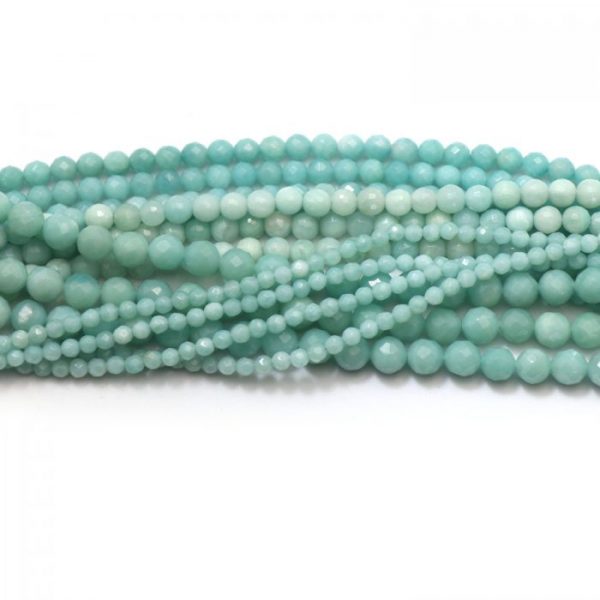 Amazonite faceted strand round stones group image