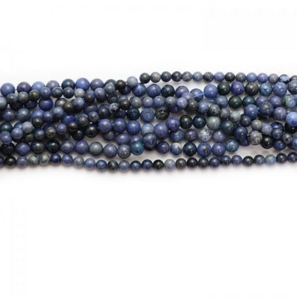 Dumortierite smooth round strands group photo