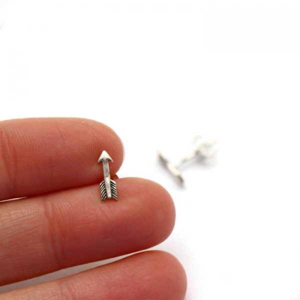Sterling Silver Arrow studs showing scale