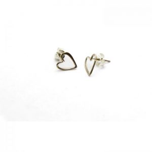 Sterling Silver Earring studs - Outline heart