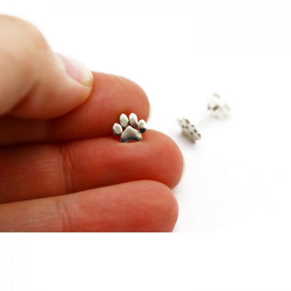 Sterling Silver Earring studs - Paw showing scale 6mm x 7mm