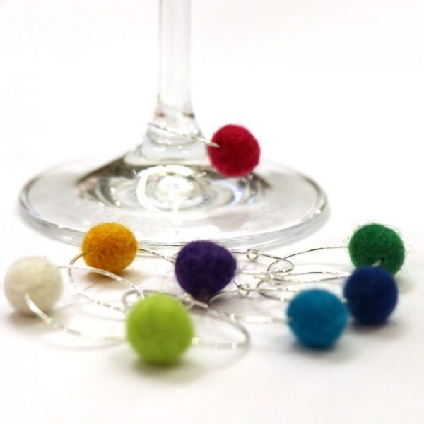 wine charm hoops example on wine glass base metal