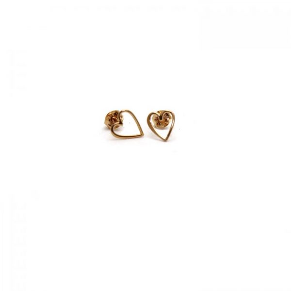 Rose gold vermeil heart outline studs front view