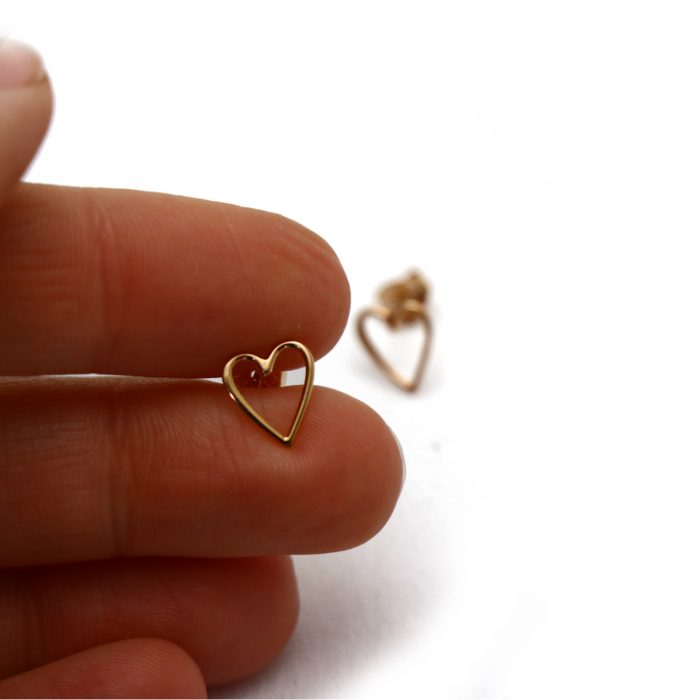 Rose Gold Vermeil Simple Heart Stud Earrings