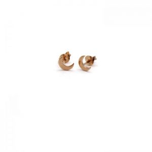 Rose gold vermeil moon studs front view
