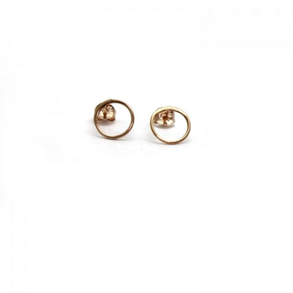 Rose gold vermeil open circle studs front view