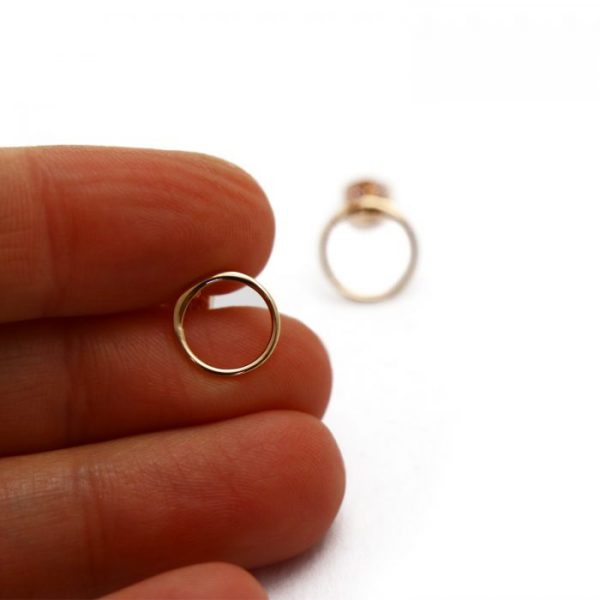 Rose gold vermeil open circle studs size view
