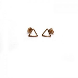 Rose gold vermeil open triangle studs front view