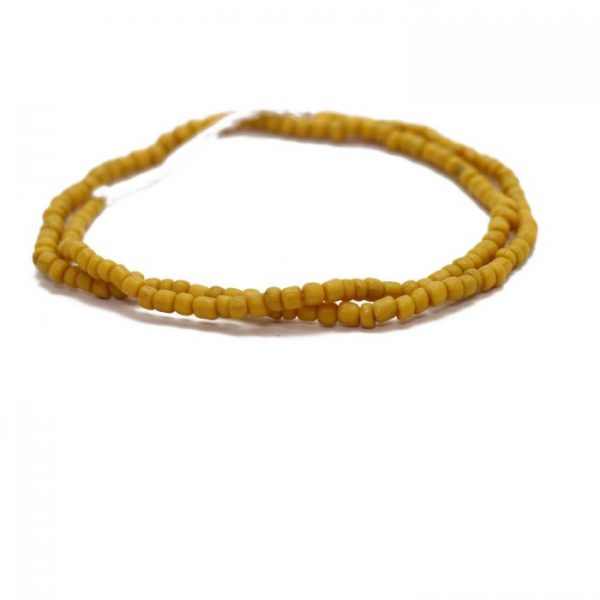 #15 Mustard yellow Indonesian lass beads - side view