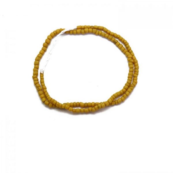 #15 Mustard yellow Indonesian glass beads - top view