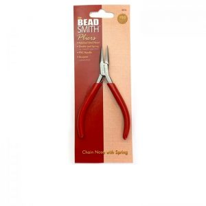 plier chain nose with spring red handle bead smith