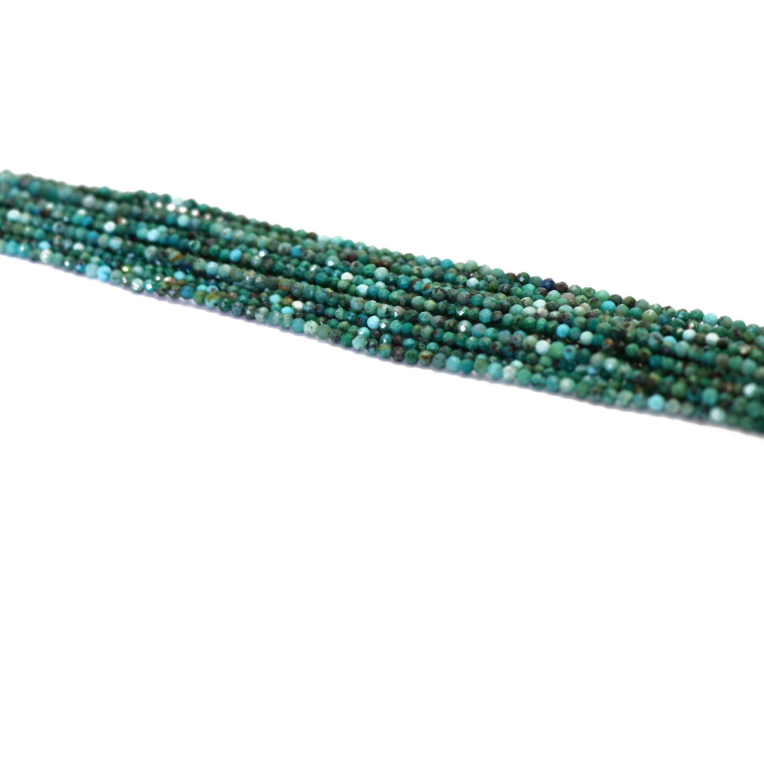 15 Strand Crysocolla Faceted Round Beads 2mm.