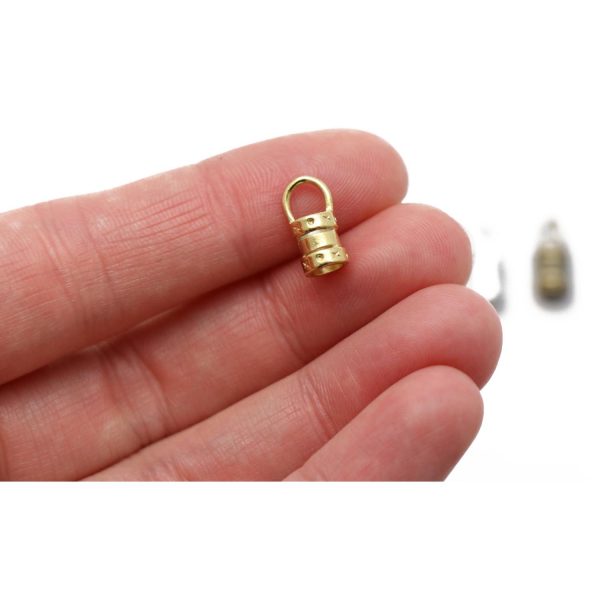 4mm crimp cord ends base metal showing scale
