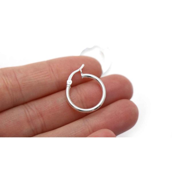 Sterling Silver clip hoop earrings showing size to scale