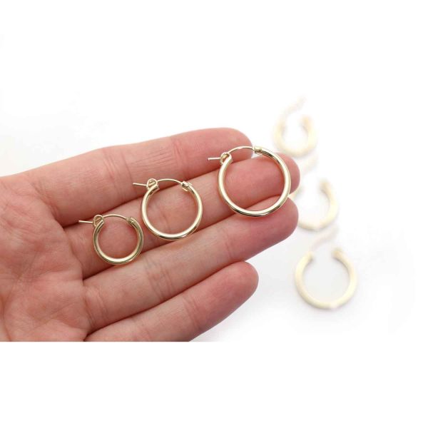 gold filled clip hoops 3 sizes in hand