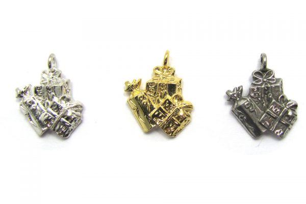 presents holiday charms - available in 3 finishes