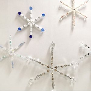 snowflake wire frame - examples of finished beaded snowflakes