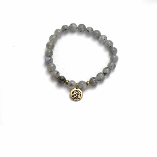 Labradorite semi precious stone bracelet - silver