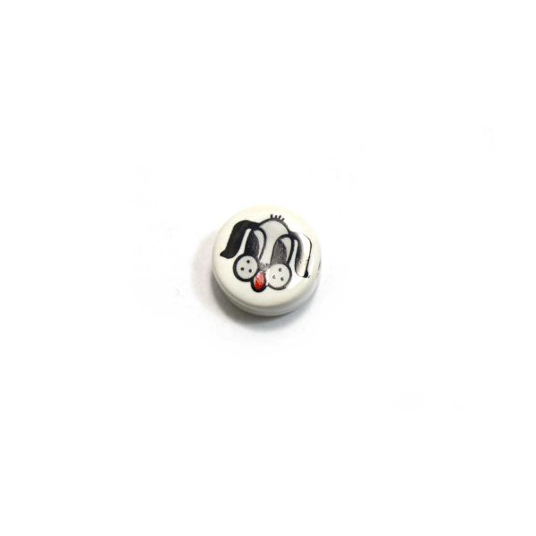 ceramic disc - dog face bead