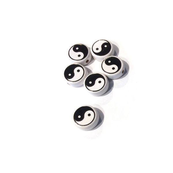 ceramic disc - yin yang bead