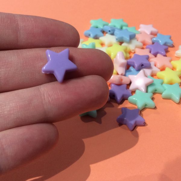 plastic star beads showing scale