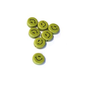ceramic disc - green happy face