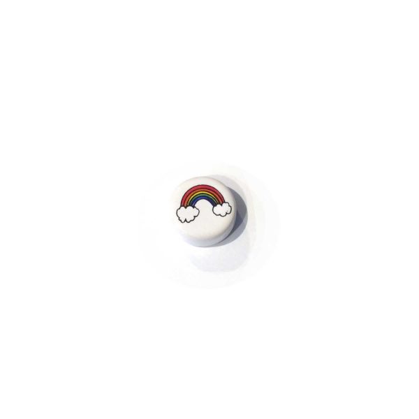 ceramic disc - rainbow on clouds bead