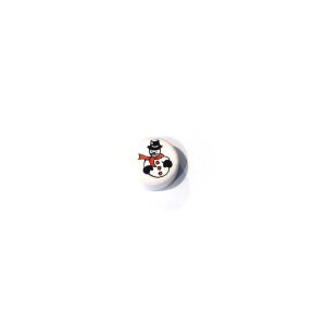 ceramic disc - snowman bead