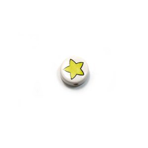 ceramic disc - yellow star bead