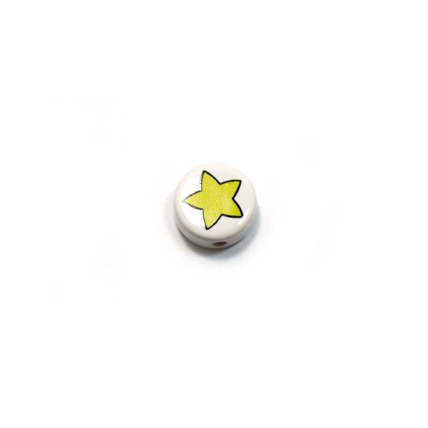 ceramic disc - yellow star bead