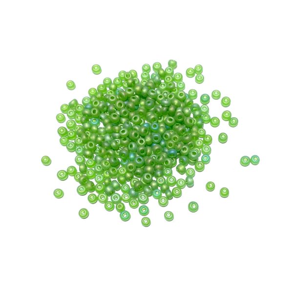 seed beads - frosted matte AB lime
