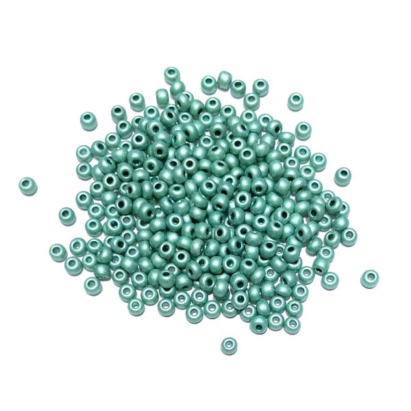 seed beads - metallic mint green terra matte