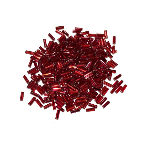 seed beads - silverlined dark red bugle