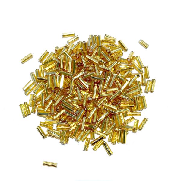 seed beads - silverlined gold bugle