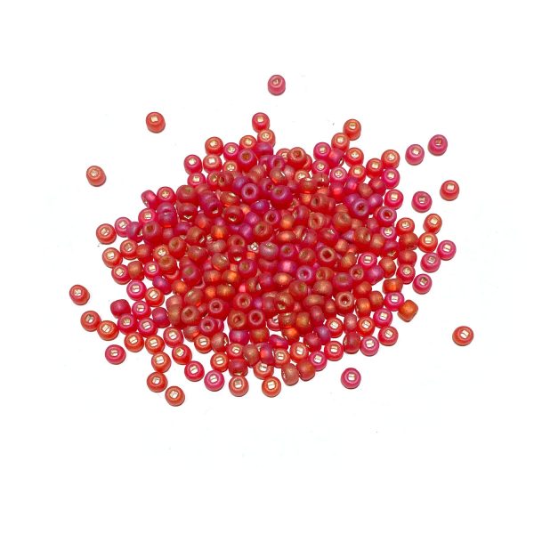 seed beads - silverlined matte red AB