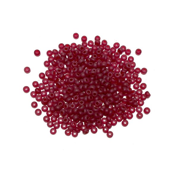 seed beads - transparent dark red matte