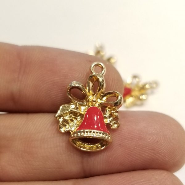 Christmas Bell base metal charm showing scale