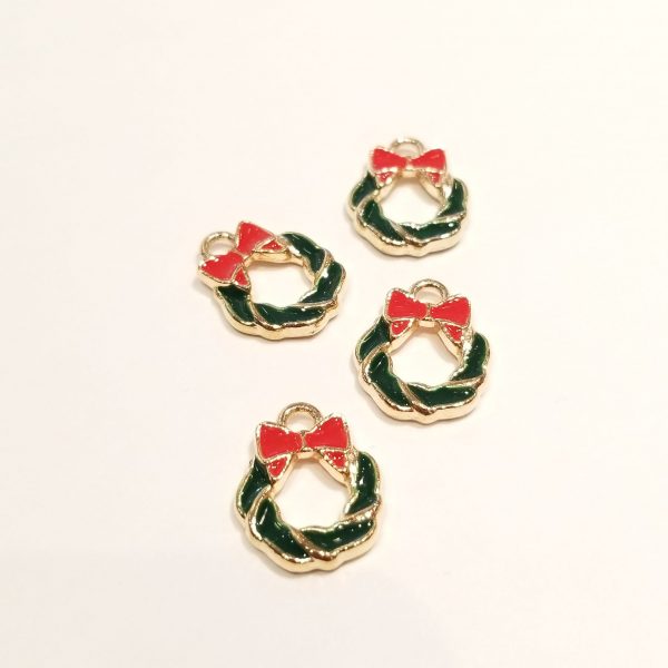 Christmas Wreath base metal enamel charm